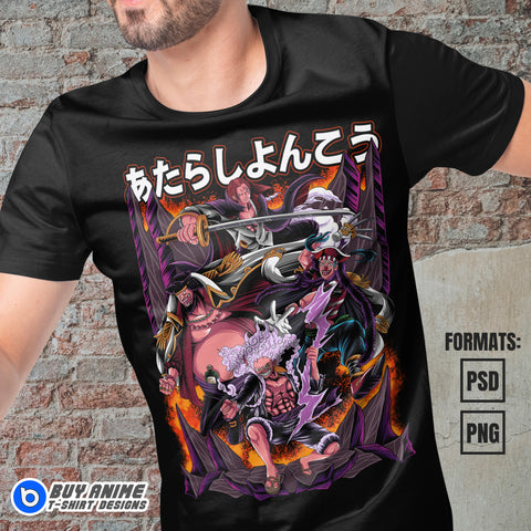 Premium One Piece Yonko Four Emperors Anime Vector T-shirt Design Template