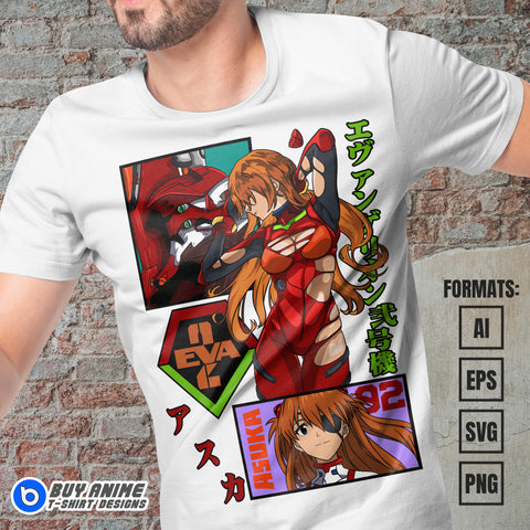 Premium Asuka Neon Genesis Evangelion Anime Vector T-shirt Design Template #3