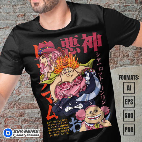 Premium Big Mom One Piece Anime Vector T-shirt Design Template