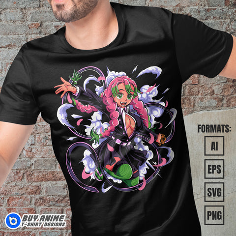Premium Mitsuri Demon Slayer Anime Vector T-shirt Design Template #10