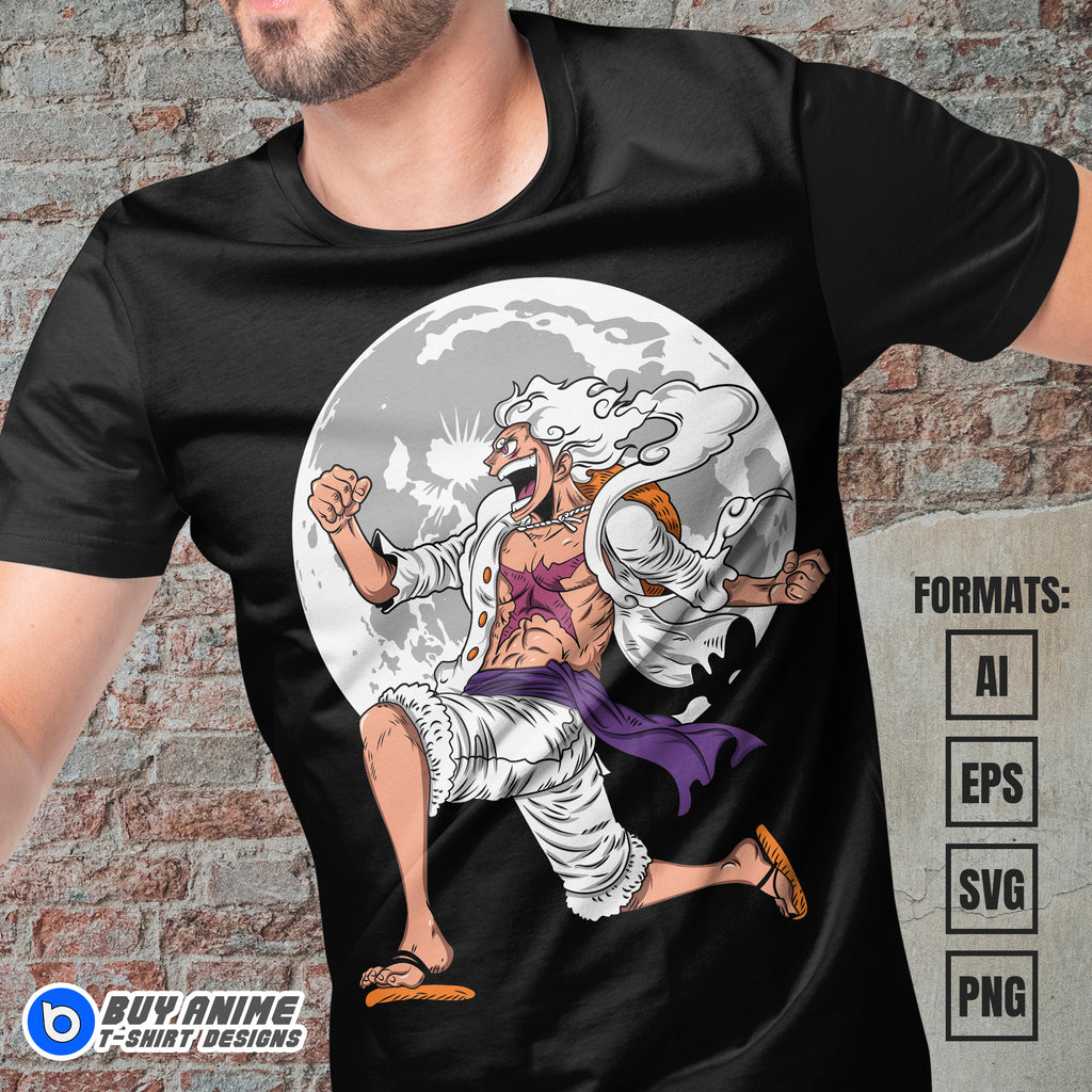 Premium Luffy Gear 5 One Piece Anime Vector T-shirt Design Template #26