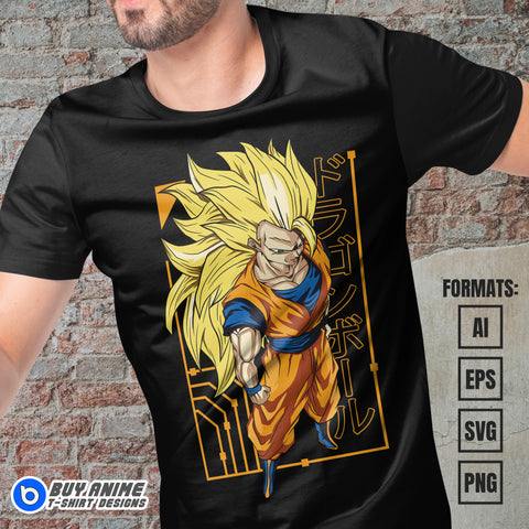 Premium Goku Super Saiyan 3 Dragon Ball Anime Vector T-shirt Design Template #6