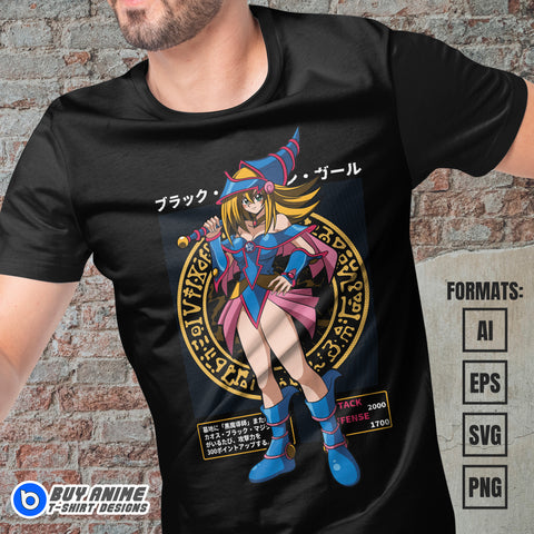 Premium Dark Magician Girl Yu Gi Oh Anime Vector T-shirt Design Template #3