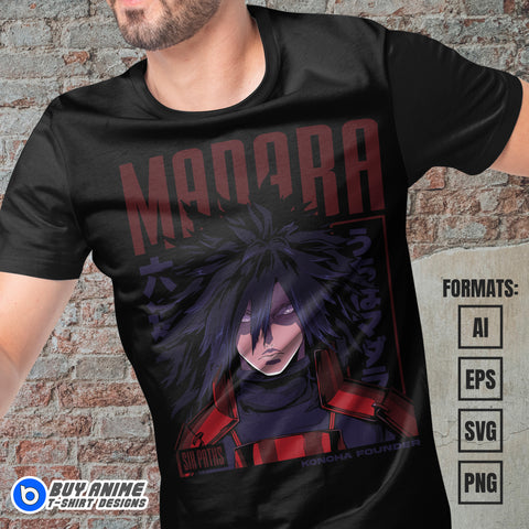 Premium Madara Uchiha Naruto Anime Vector T-shirt Design Template #3