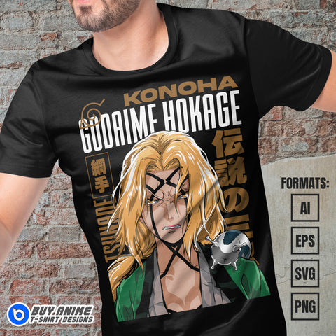 Premium Tsunade Naruto Anime Vector T-shirt Design Template #3