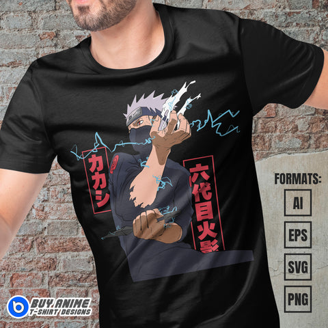 Premium Kakashi Hatake Naruto Anime Vector T-shirt Design Template #9