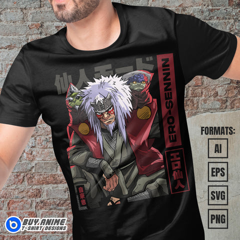 Premium Jiraya Sage Mode Naruto Anime Vector T-shirt Design Template