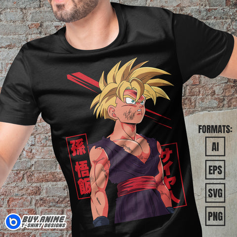 Premium Gohan SJJ Dragon Ball Anime Vector T-shirt Design Template #3