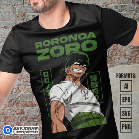 Premium Roronoa Zoro One Piece Vector T-shirt Design Template #18