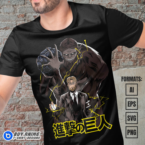 Premium Attack on Titan Anime Vector T-shirt Design Template