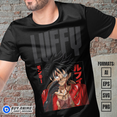Premium Luffy One Piece Anime Vector T-shirt Design Template #16
