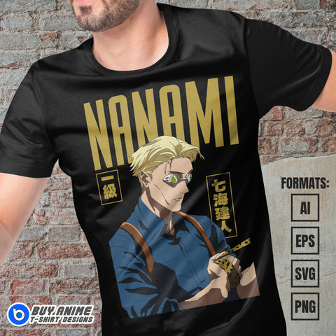 Premium Kento Nanami Jujutsu Kaisen Anime Vector T-shirt Design Template #2
