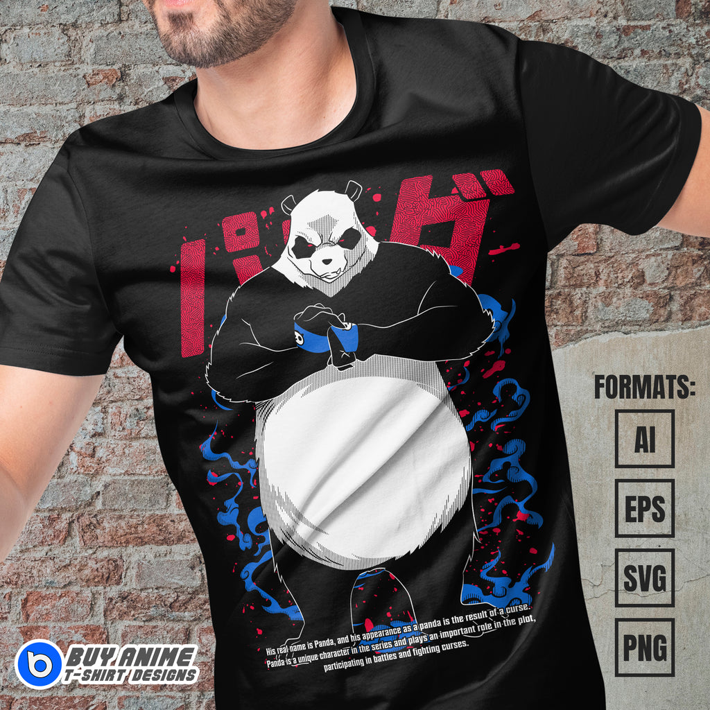 Premium Panda Jujutsu Kaisen Anime Vector T-shirt Design Template