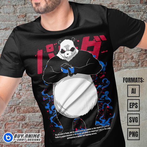 Premium Panda Jujutsu Kaisen Anime Vector T-shirt Design Template