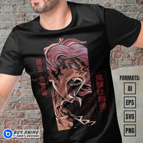 Premium Muzan Kibutsuji Demon Slayer Anime Vector T-shirt Design Template #3