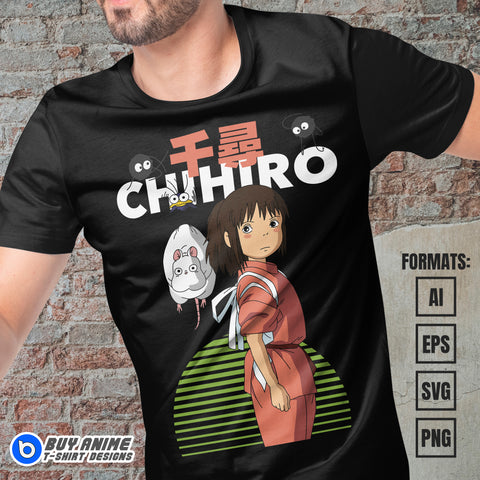 Premium Chihiro Spirited Away Anime Vector T-shirt Design Template