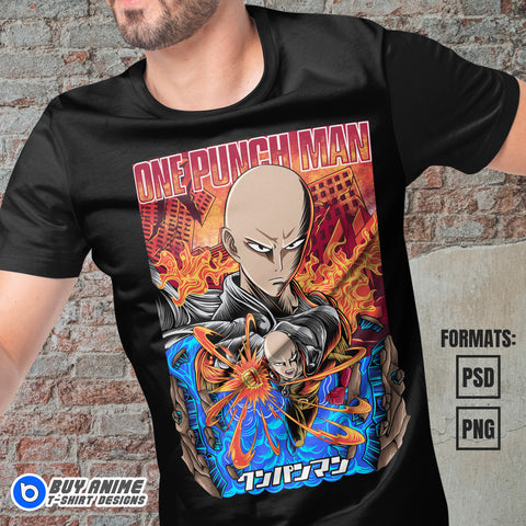 Premium Saitama One Punch Man Anime Vector T-shirt Design Template #2