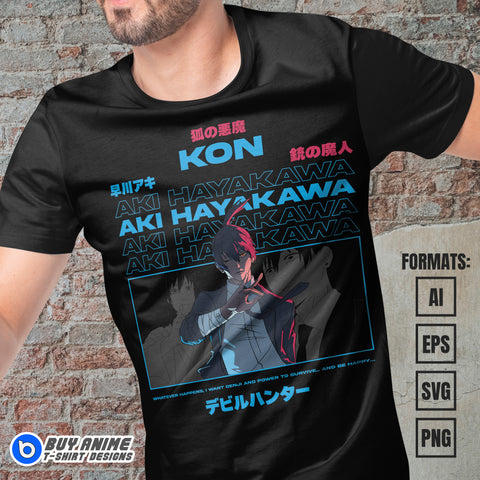 Premium Aki Hayakawa Chainsaw Man Anime Vector T-shirt Design Template #3
