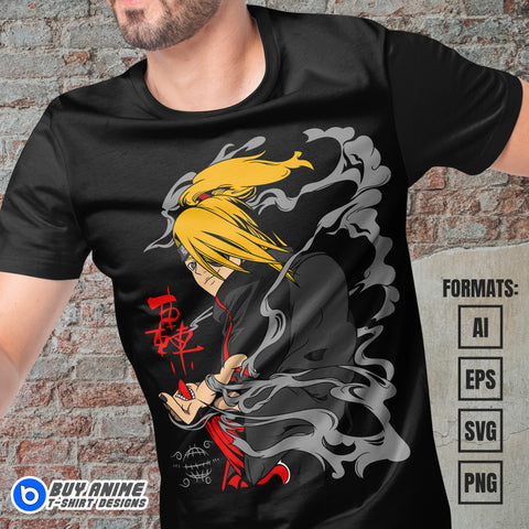 Premium Deidara Akatsuki Naruto Anime Vector T-shirt Design Template