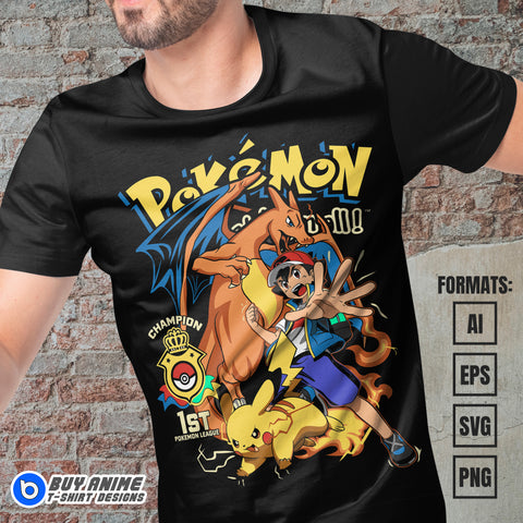 Premium Pokemon Anime Vector T-shirt Design Template