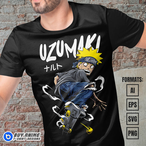 Premium Naruto Uzumaki Anime Vector T-shirt Design Template #10