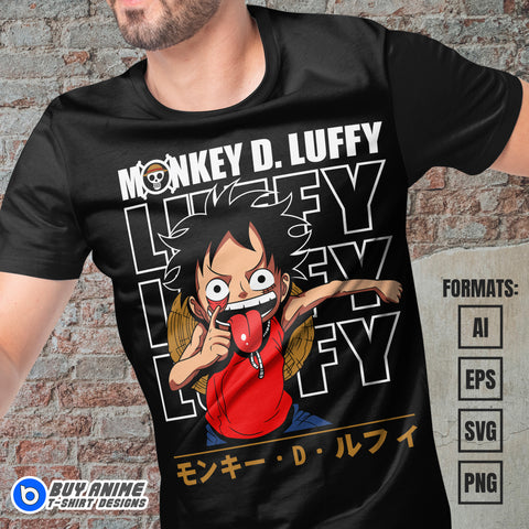 Premium Luffy One Piece Anime Vector T-shirt Design Template #17