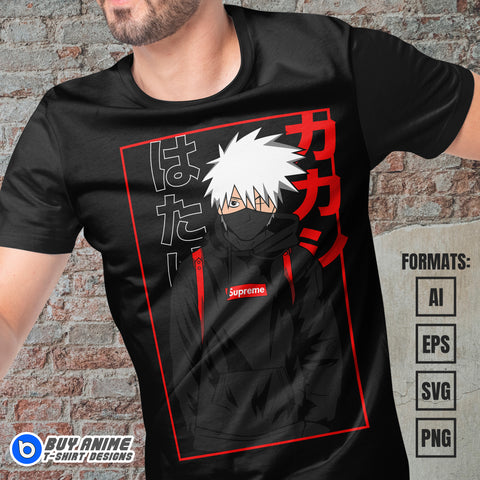 Premium Kakashi Hatake Naruto Anime Vector T-shirt Design Template #10
