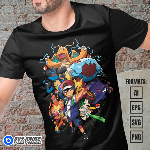 Premium Pokemon Anime Vector T-shirt Design Template #2