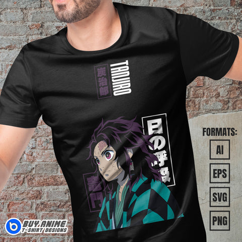 Premium Tanjiro Kamado Demon Slayer Anime Vector T-shirt Design Template #11