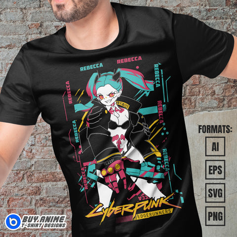 Premium Rebecca Cyberpunk Edgerunners Vector T-shirt Design Template #2