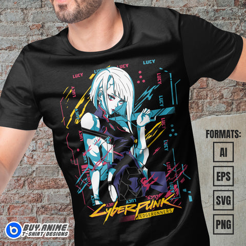 Premium Lucy Cyberpunk Edgerunners Vector T-shirt Design Template