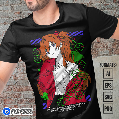 Premium Asuka Neon Genesis Evangelion Anime Vector T-shirt Design Template #4