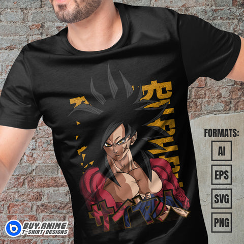 Premium Goku Super Saiyan 4 Dragon Ball Anime Vector T-shirt Design Template #4