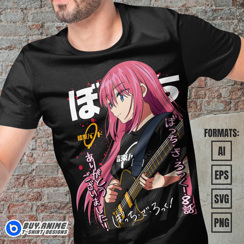 Bocchi The Rock Anime Vector T-shirt Design Template