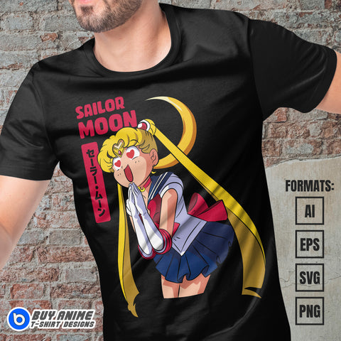 Premium Sailor Moon Anime Vector T-shirt Design Template #4