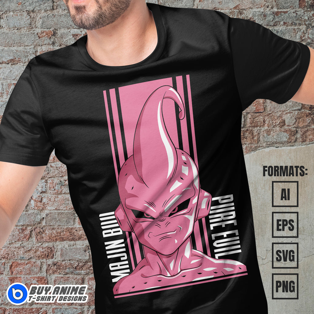 Premium Kid Buu Dragon Ball Anime Vector T-shirt Design Template #2