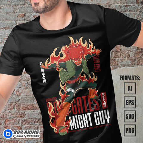 Might Guy Naruto Anime Vector T-shirt Design Template
