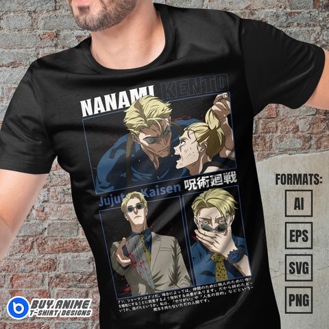 Premium Kento Nanami Jujutsu Kaisen Anime Vector T-shirt Design Template #3
