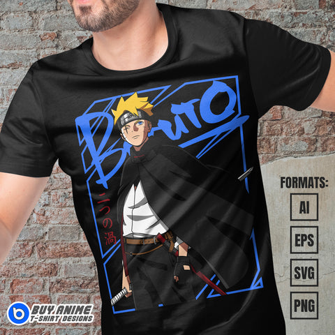 Premium Boruto Two Blue Vortex Anime Vector T-shirt Design Template #2