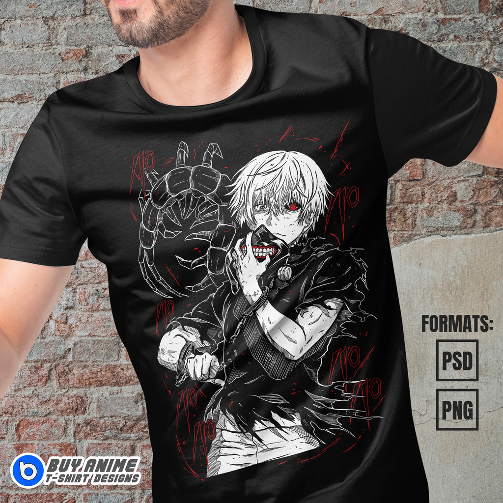 Ken Kaneki Tokyo Ghoul Anime Vector T-shirt Design Template