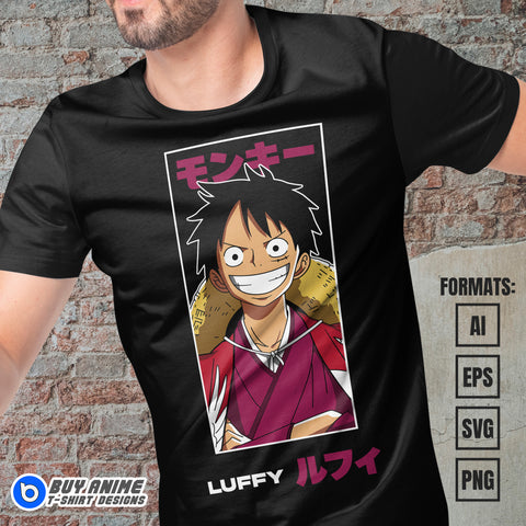 Premium Luffy One Piece Anime Vector T-shirt Design Template #21