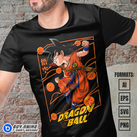 Premium Goku Kid Dragon Ball Z Anime Vector T-shirt Design Template #4