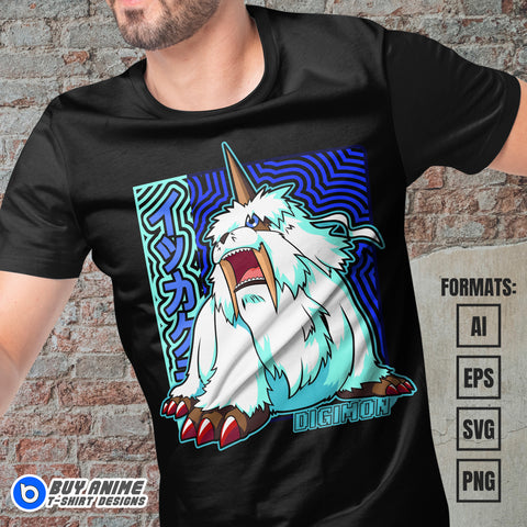 Premium Ikkakumon Digimon Anime Vector T-shirt Design Template