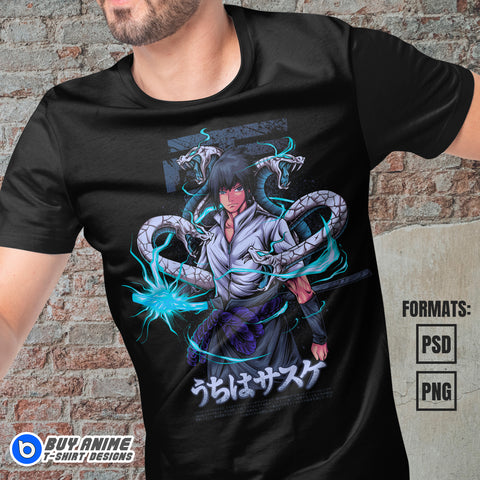 Premium Sasuke Uchiha Naruto Anime Vector T-shirt Design Template