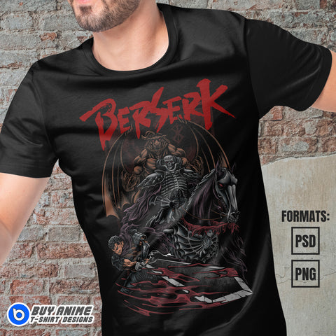 Premium Berserk Anime Vector T-shirt Design Template