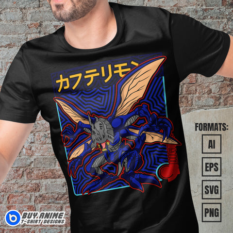 Premium Kabuterimon Digimon Anime Vector T-shirt Design Template