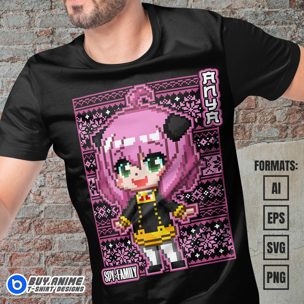 Premium Anya Forger x Christmas Spy x Family Anime Vector T-shirt Design Template