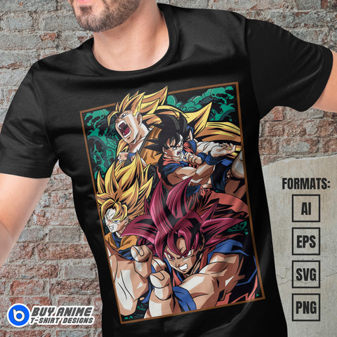 Premium Goku Dragon Ball Anime Vector T-shirt Design Template #7