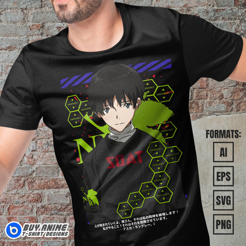  Premium Shinji Ikari Neon Genesis Evangelion Anime Vector T-shirt Design Template #2