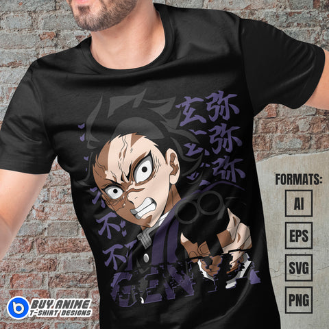 Premium Genya Demon Slayer Anime Vector T-shirt Design Template #2